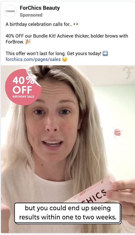 Before and After Effect UGC on a Facebook ad
