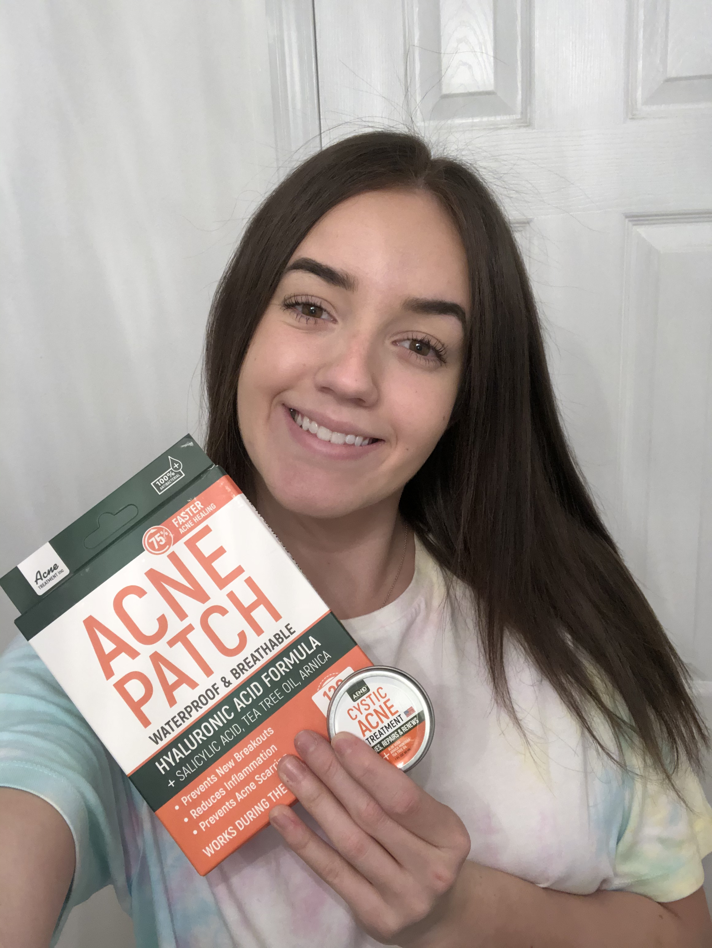 influencer promoting an acne patch
