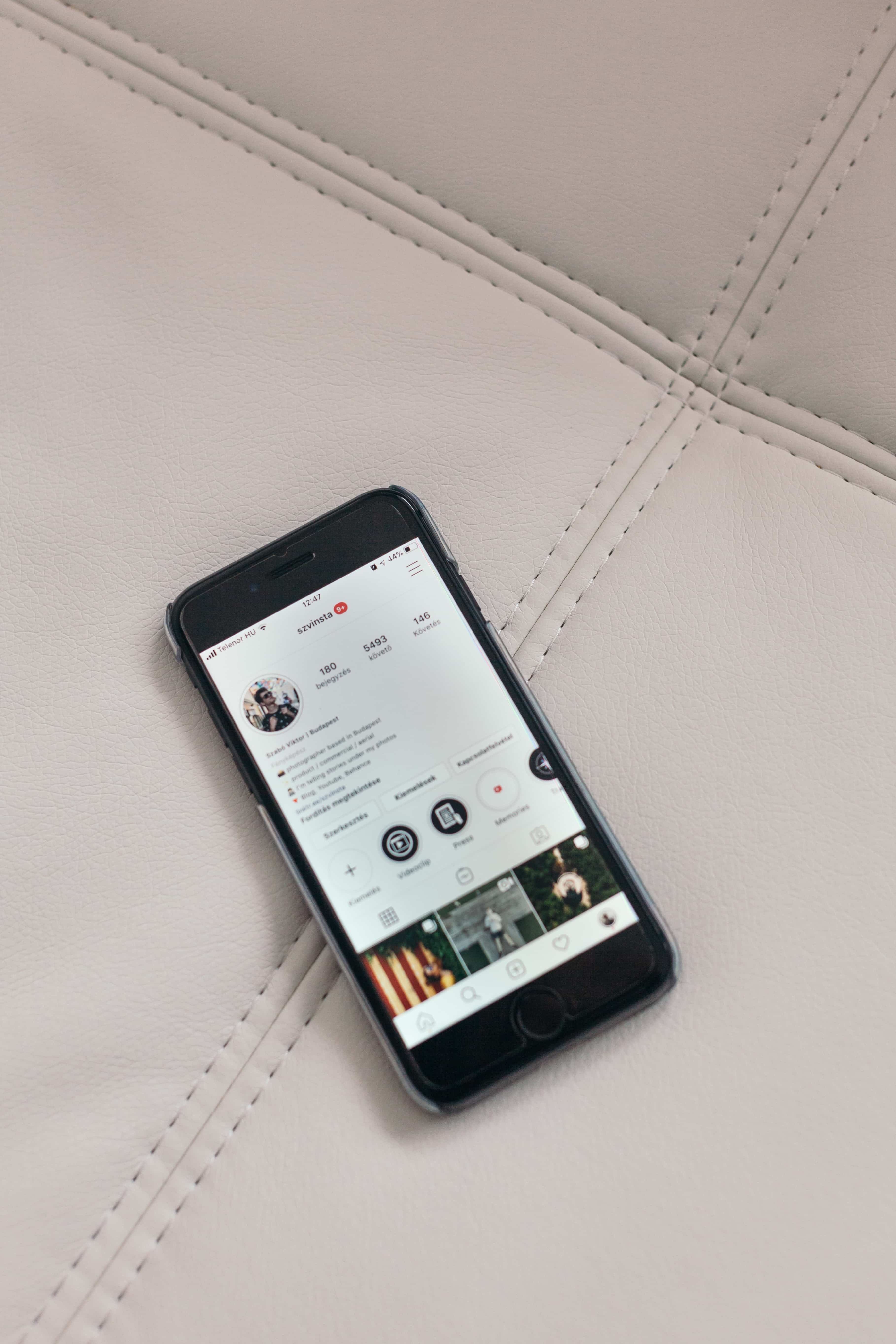 phone showing Instagram account