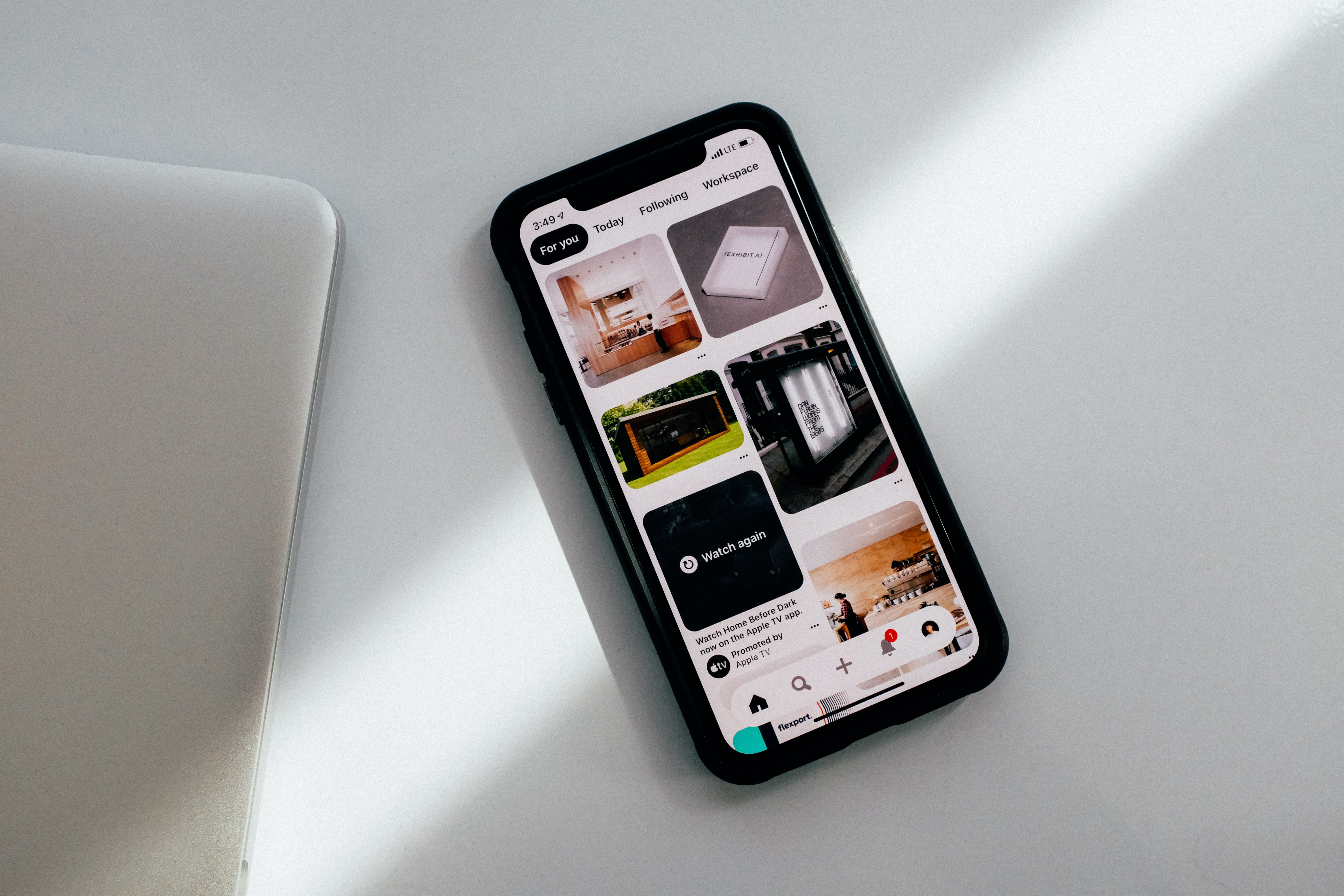 Phone showing Pinterest