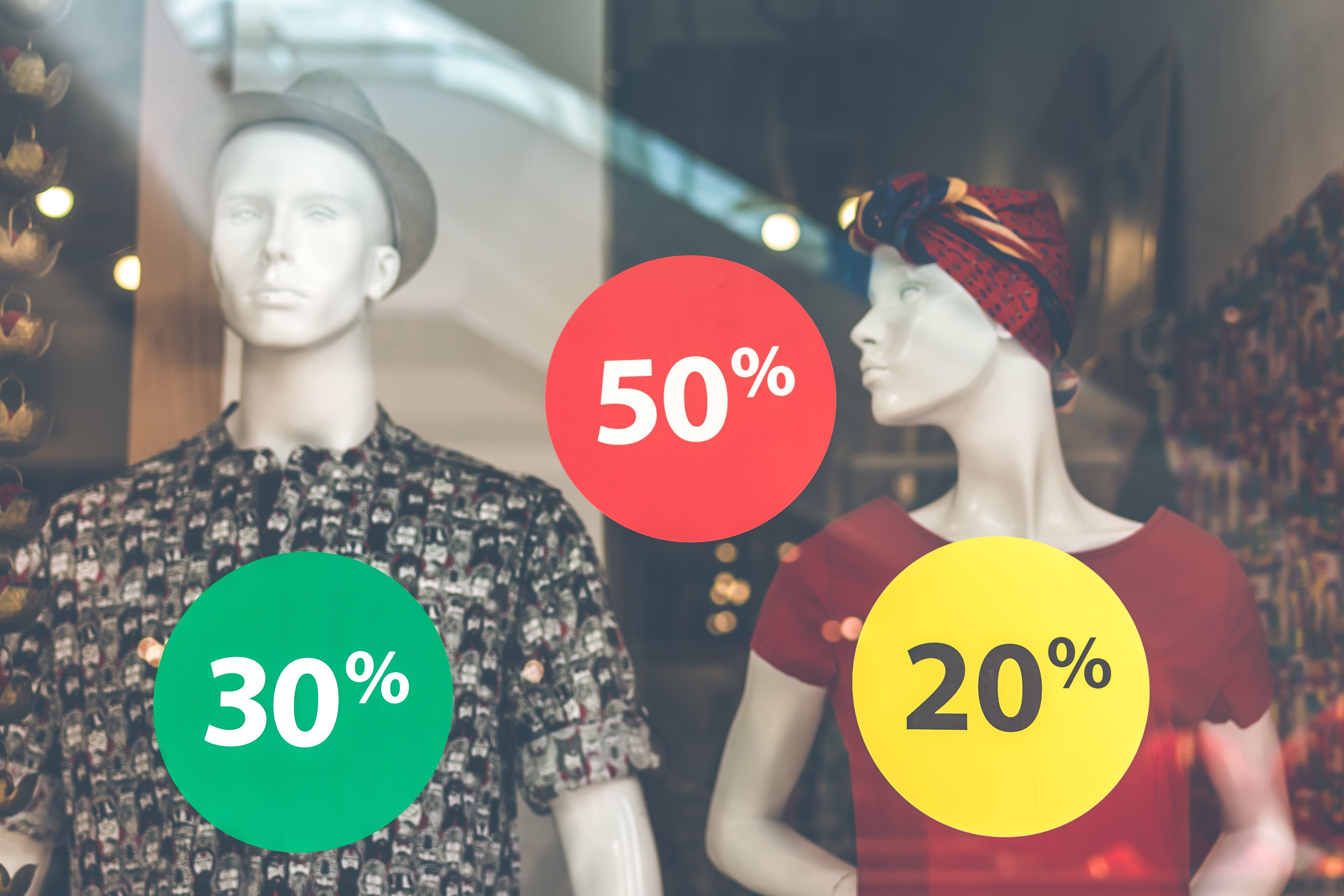 discounts displayed on a window
