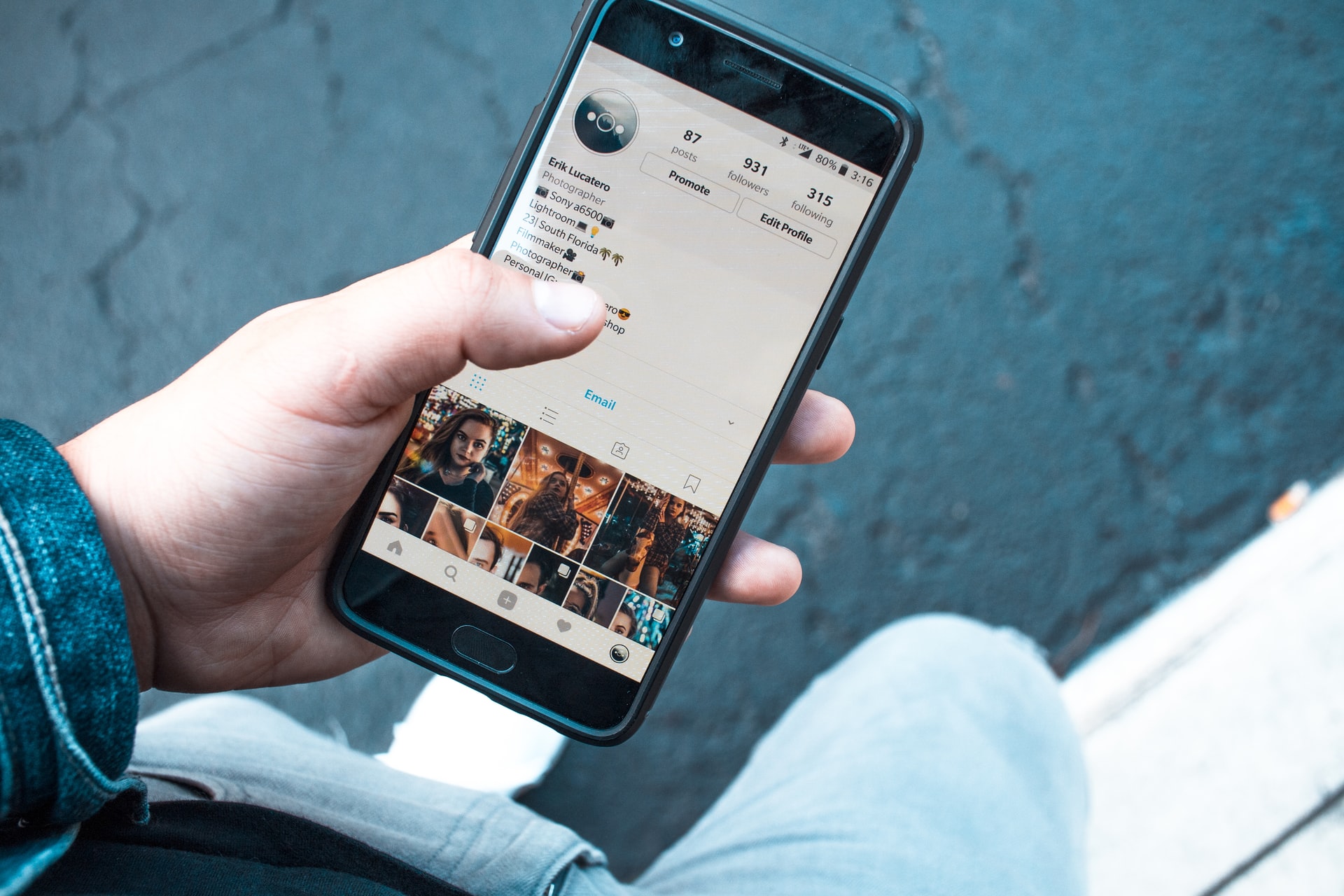 phone showing Instagram