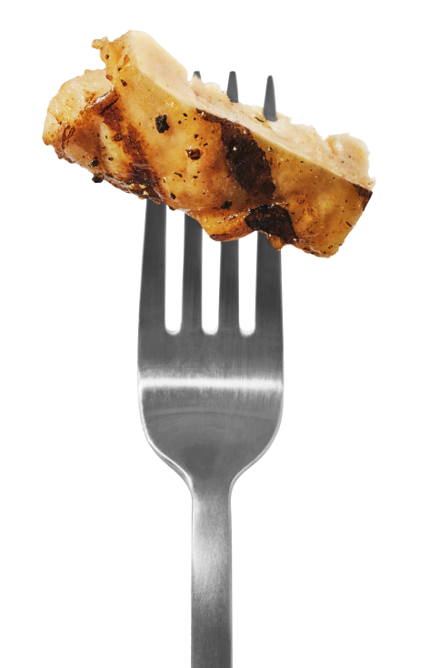 fork with chicken bite