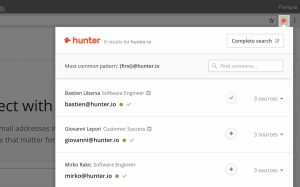 Hunter chrome extension view