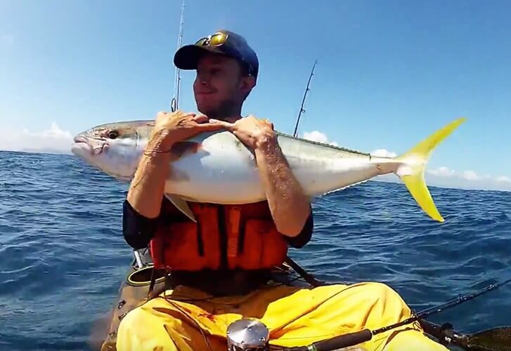 Northland kayak kingfish jigging NZ Fishing World