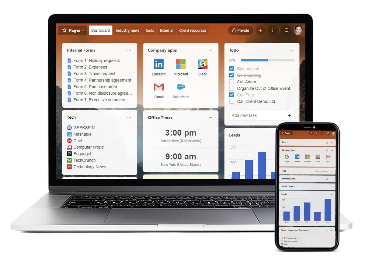 start.me product screen shot