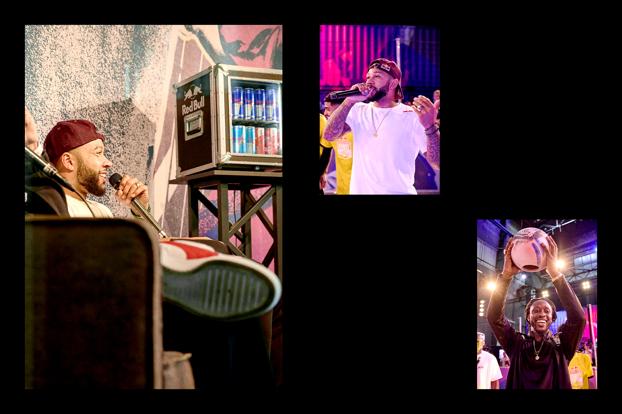 Een collage van drie foto's van het evenement Street Rhythm by Memphis