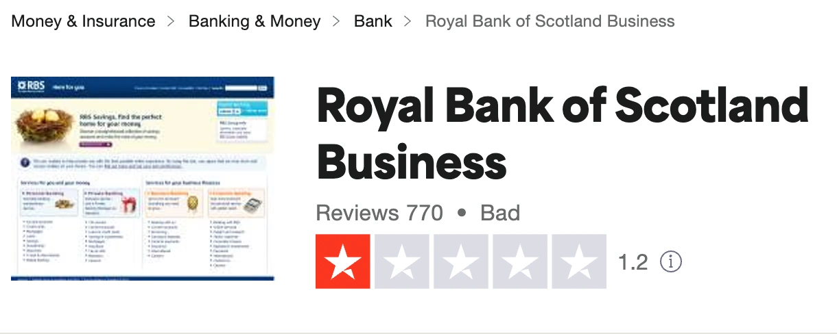 Royal Bank of Scotland Business Trustpilot