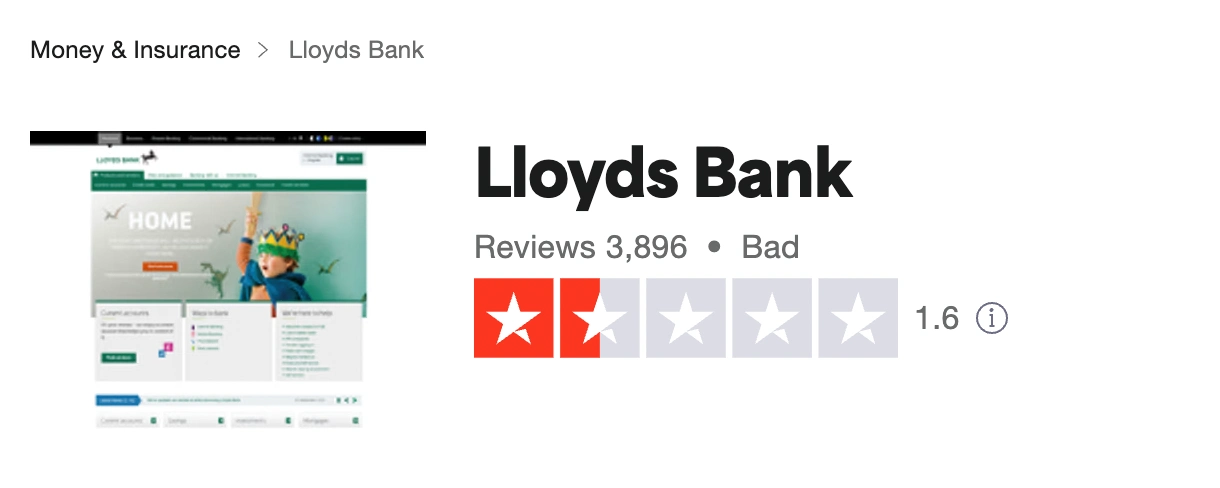 Lloyds Bank Trustpilot