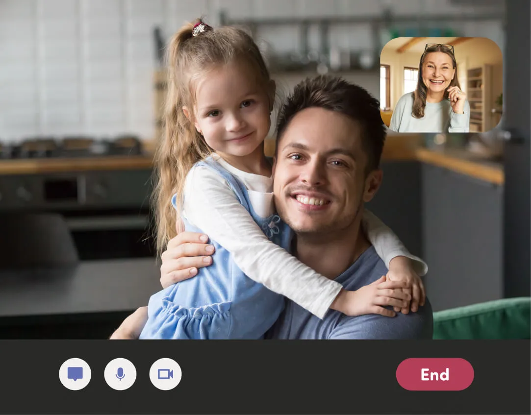 Dad and daughter on a telehealth call with Bend Health coach