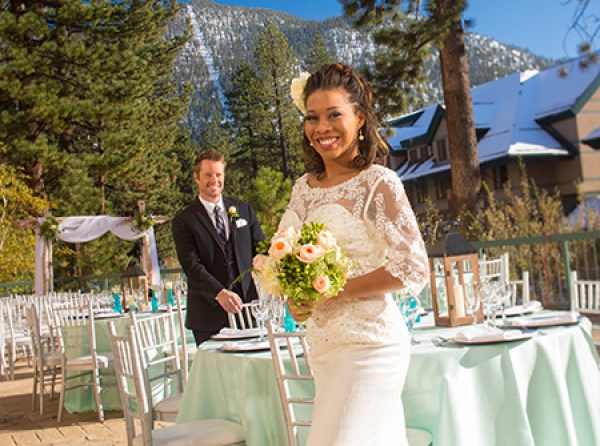 Patio wedding with Heavenly views