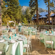 Patio wedding with views of Heavenly