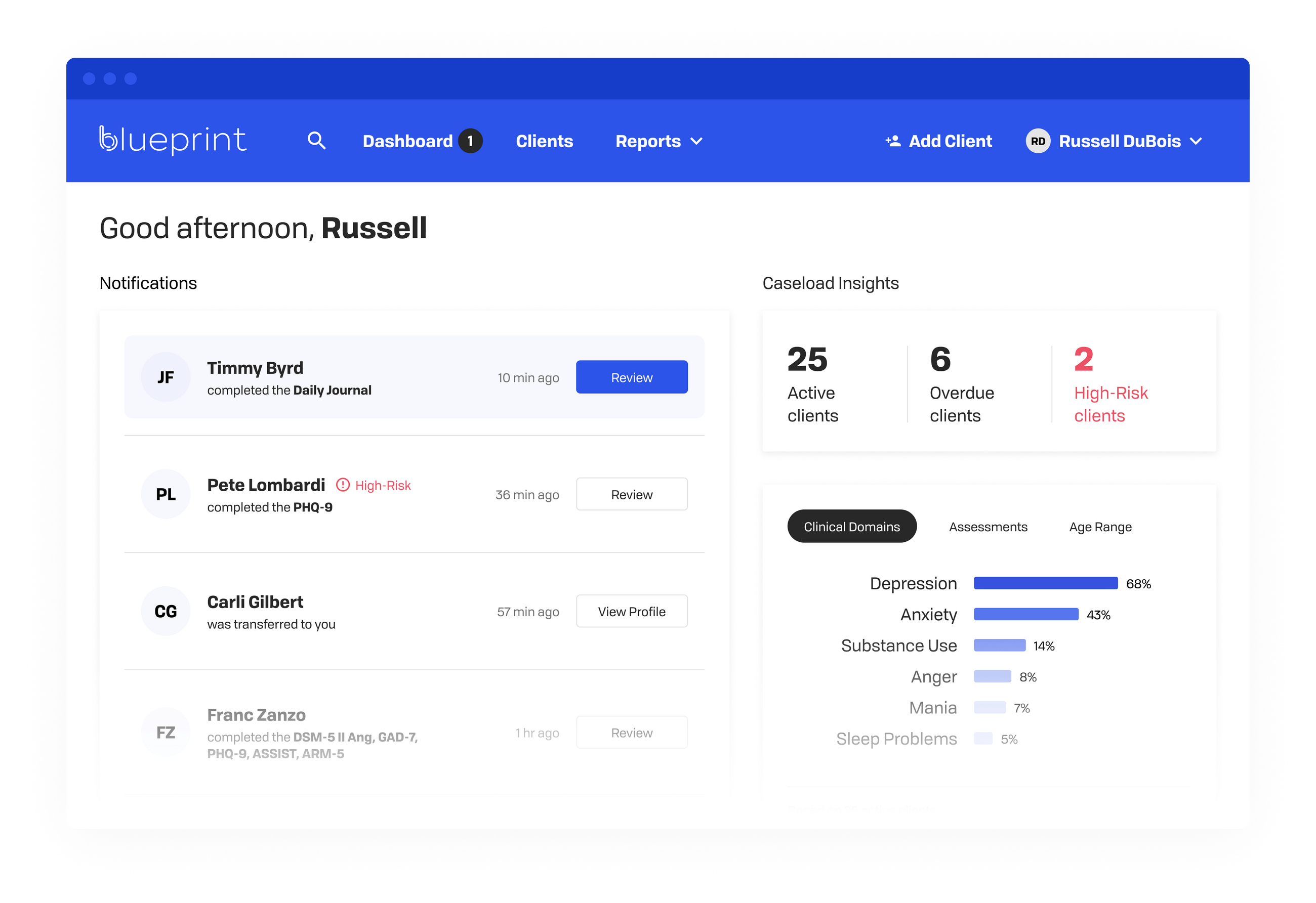 Blueprint Progress Notes Mental Health Assessment Platform