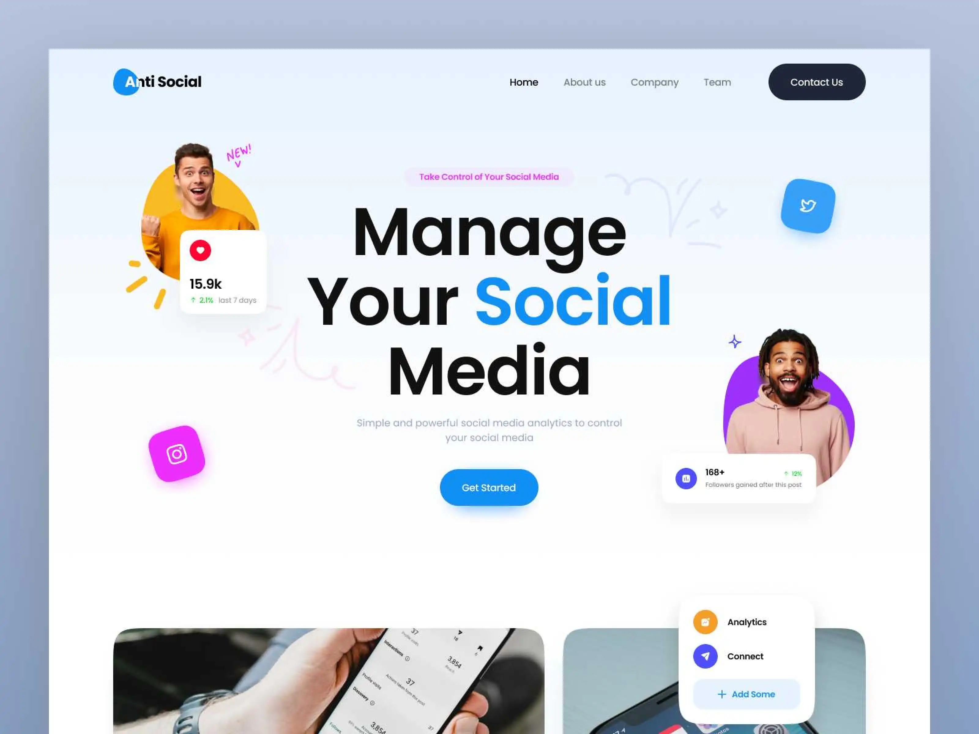 Anti Social Social Media Management Landing Page VisualTap