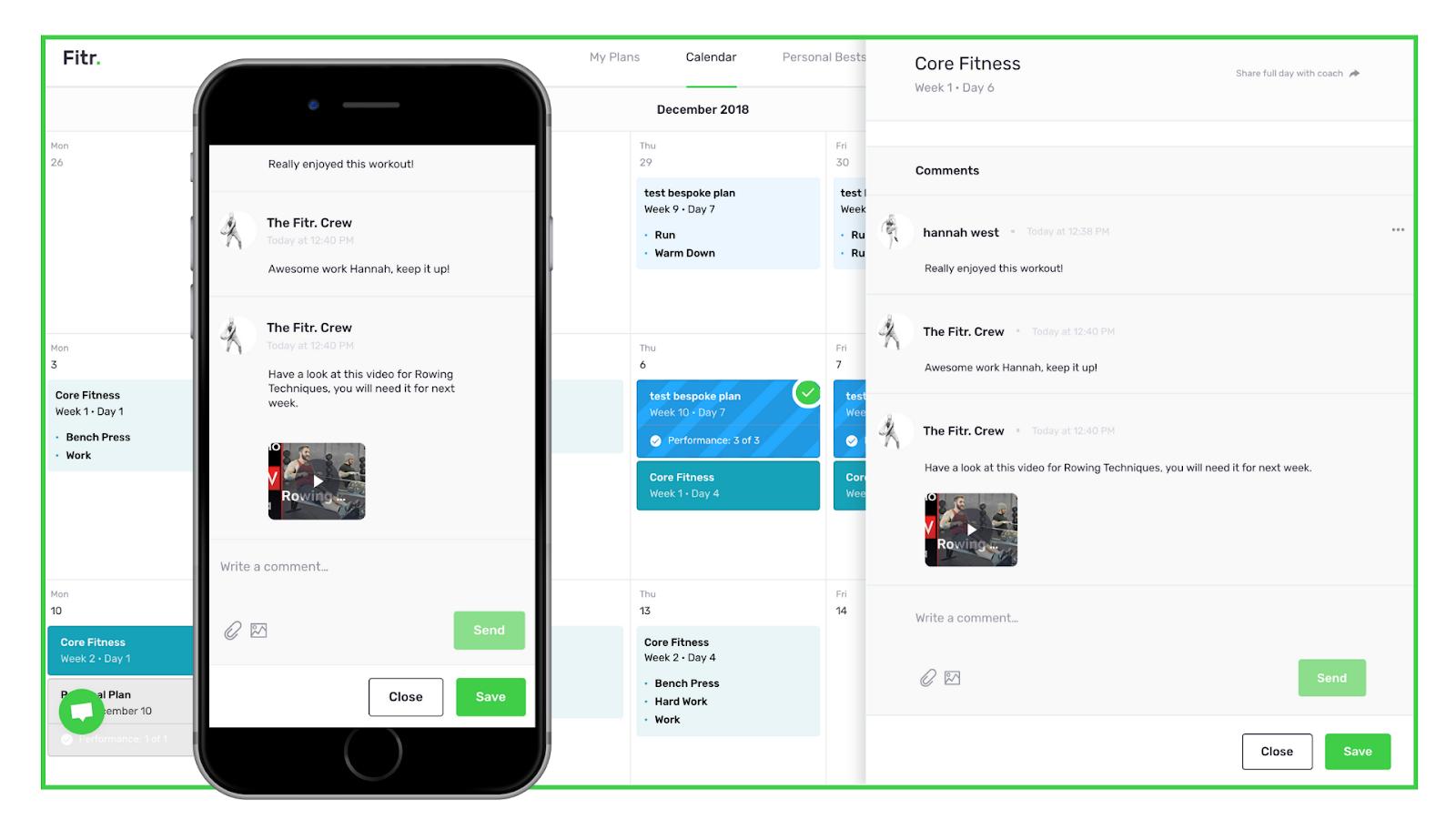 Screenshot of Fitr online fitness coaching platform