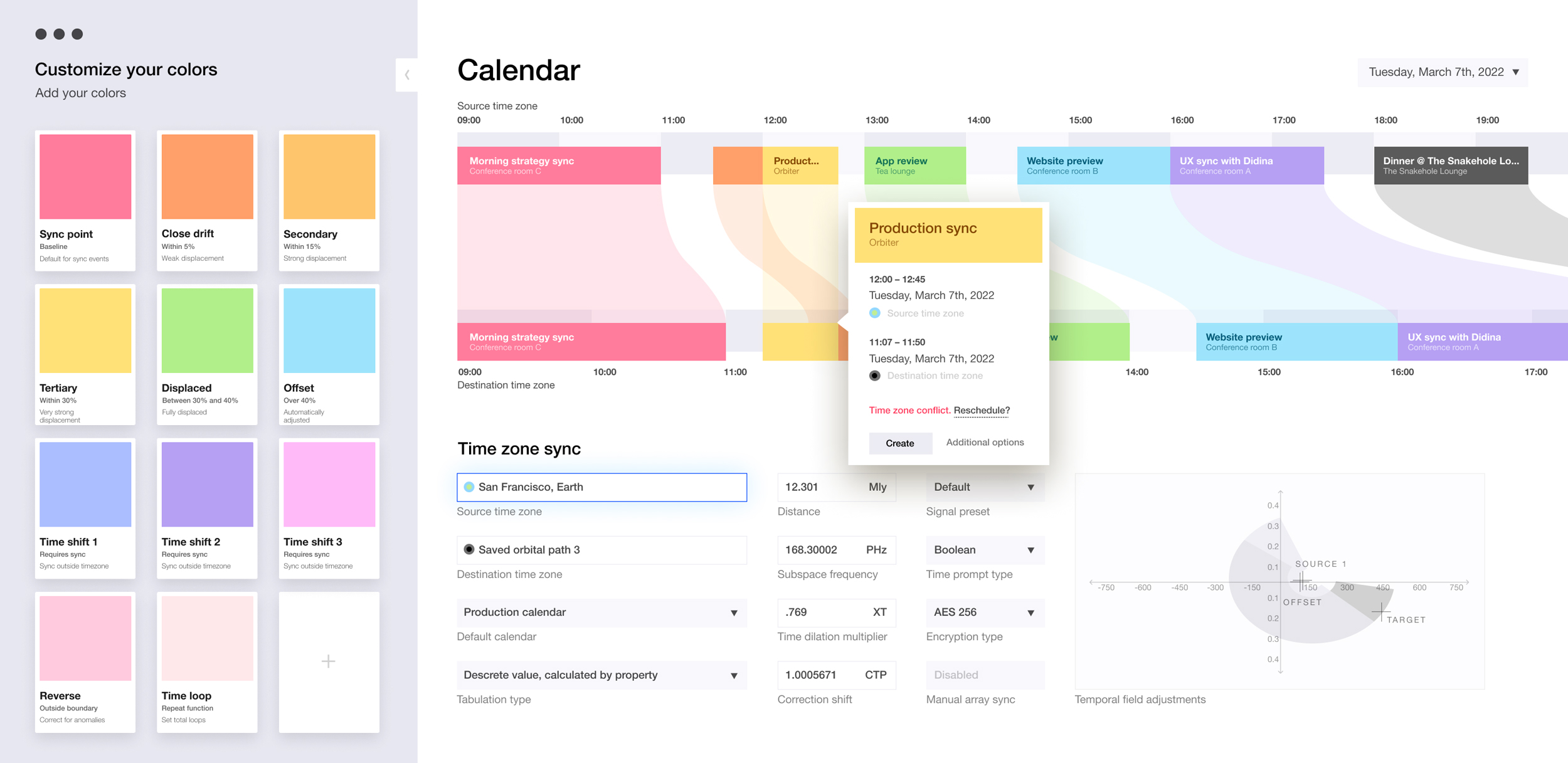 Calendar app interface