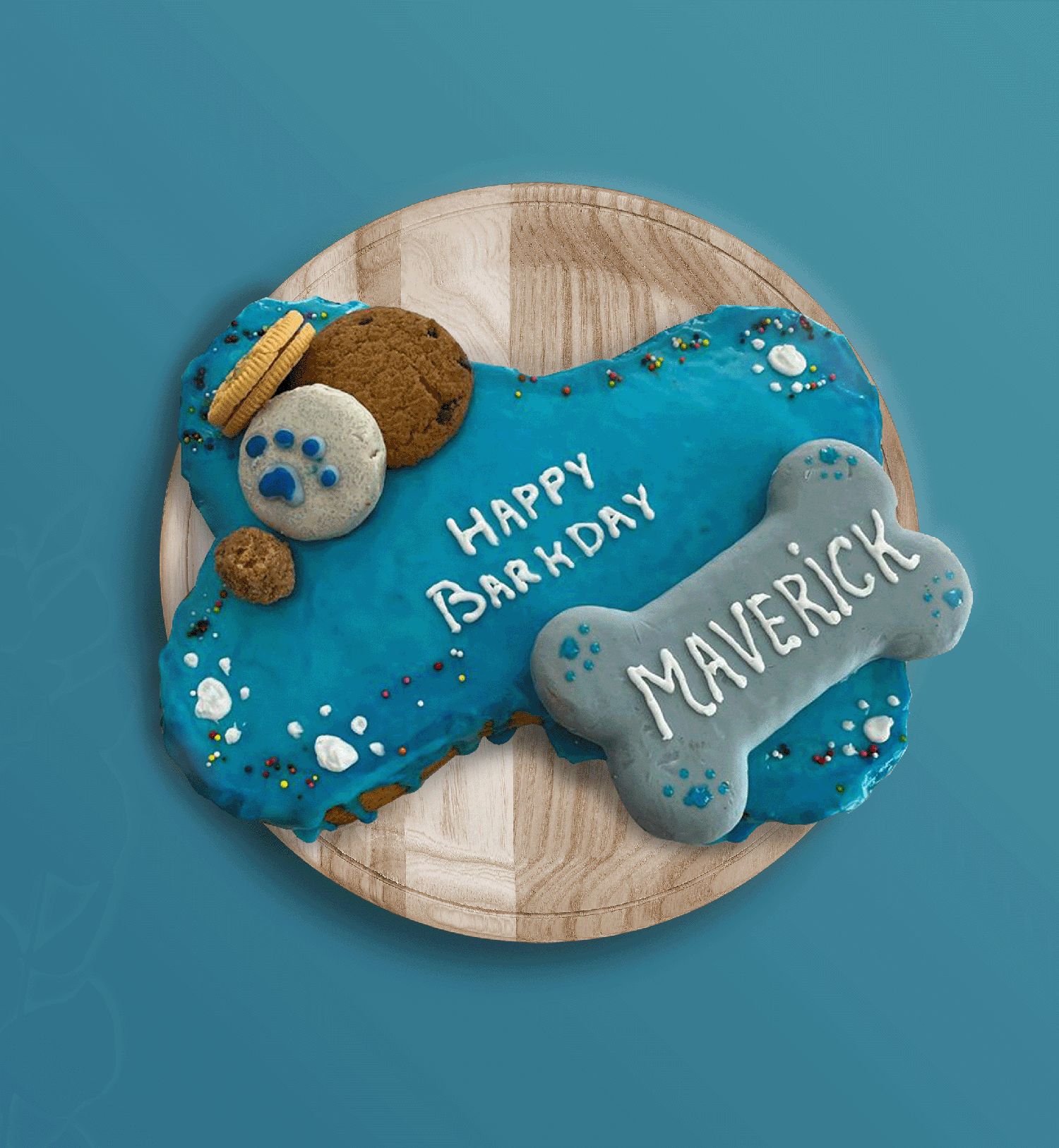 blue themed dog cake